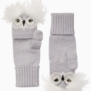 Kate Spade Gray Owl Mittens